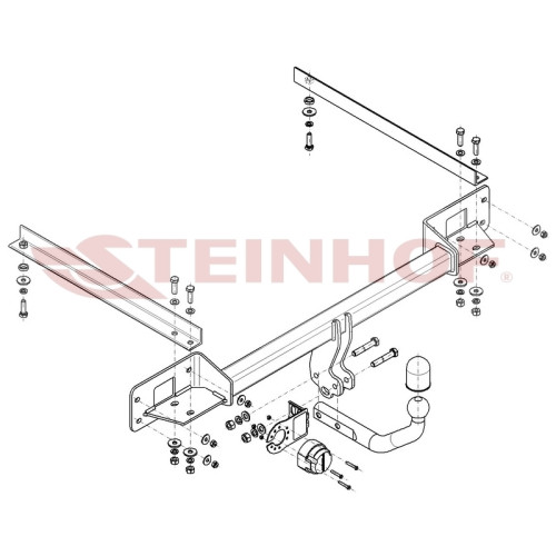 F-095 STEINHOF Фаркоп на FIAT Linea седан 2007-2015. Требуется подрезка бампера. Тип шара: A. Нагрузки: 1200/75 кг, масса фаркопа 16,7 кг (без электрики в комплекте)