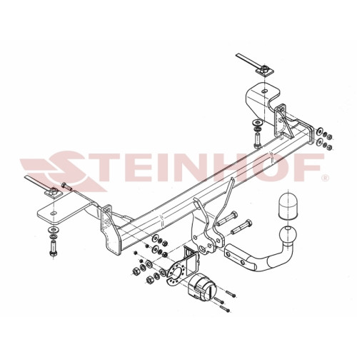 F-123 STEINHOF Фаркоп на FIAT Panda II 4x4 2004-2011 без снятия и подрезки бампера. Тип шара: A. Нагрузки: 1000/70 кг, масса фаркопа 14,3 кг (без электрики в комплекте)