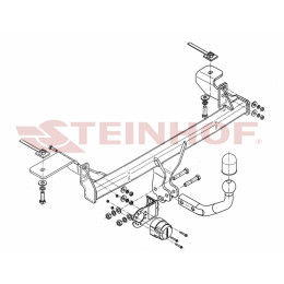F-123 STEINHOF Фаркоп на FIAT Panda II 4x4 2004-2011 без снятия и подрезки бампера. Тип шара: A. Нагрузки: 1000/70 кг, масса фаркопа 14,3 кг (без электрики в комплекте)
