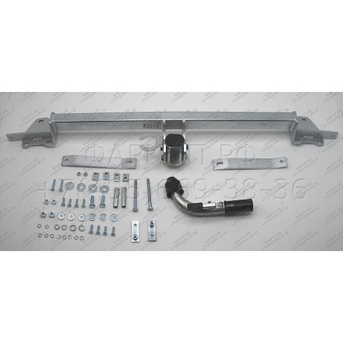 F070C GALIA Полностью оцинкованный фаркоп на FIAT Doblo 2001-2010. Тип шара: C (горизонтальный съемный). Невидимый вырез бампера. Нагрузки: 1500/60 кг, масса фаркопа 16,77 кг