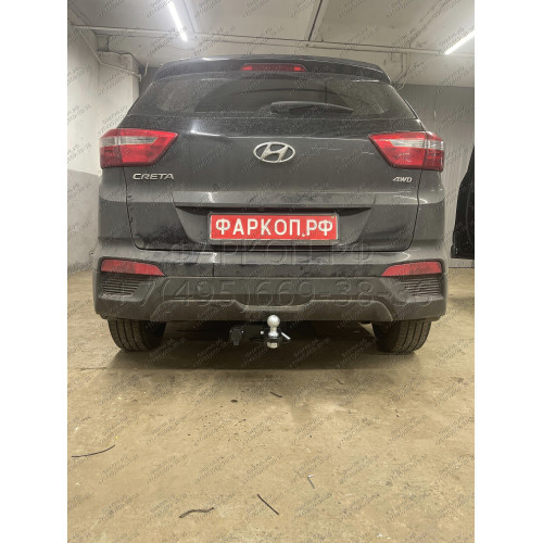 FA 0180-E Бизон Фаркоп на Hyundai Creta 2016-2021, 2021-2022, Solaris HC 2024- без подрезки бампера. Тип шара: E (легкосъемный шар под квадрат). Нагрузки: 2300/120 кг. Не комплектуется электрикой