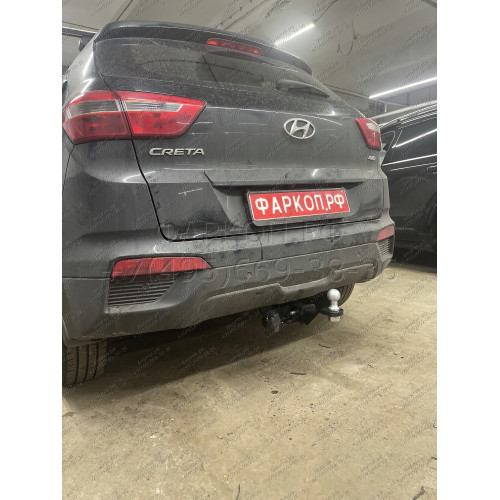 FA 0180-E Бизон Фаркоп на Hyundai Creta 2016-2021, 2021-2022, Solaris HC 2024- без подрезки бампера. Тип шара: E (легкосъемный шар под квадрат). Нагрузки: 2300/120 кг. Не комплектуется электрикой