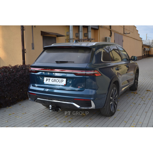 GMN-21-991122.00 PT GROUP Фаркоп на Geely Monjaro 2022-. Необходима подрезка бампера. Тип шара: E (легкосъемный шар под квадрат). Нагрузки: 1250/75 кг, масса фаркопа 14 кг (без электрики в комплекте)