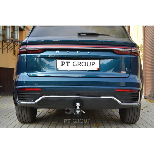 GMN-21-991122.00 PT GROUP Фаркоп на Geely Monjaro 2022-. Необходима подрезка бампера. Тип шара: E (легкосъемный шар под квадрат). Нагрузки: 1250/75 кг, масса фаркопа 14 кг (без электрики в комплекте)