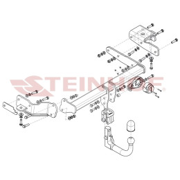 H-289 STEINHOF Фаркоп на Hyundai Santa Fe IV рестайлинг 2021-2023 без снятия и подрезки бампера. Тип шара: AV (вертикальное быстросъемное крепление шара на ключ