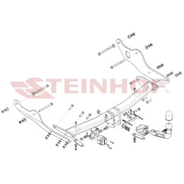 H-293 STEINHOF Фаркоп на Hyundai Staria 2022-. Требуется подрезка бампера. Тип шара: AH (горизонтальное быстросъемное крепление шара на ключе). Нагрузки: 2500/12