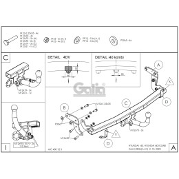 H085A GALIA Полностью оцинкованный фаркоп на Hyundai i40 седан/универсал 2012-2019. Тип шара: A. Без выреза бампера. Нагрузки: 1800/85 кг, масса фаркопа 15,22 кг
