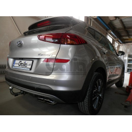 H103C GALIA Полностью оцинкованный фаркоп на Hyundai Tucson рестайл 2018-2021. Тип шара: C (горизонтальный съемный). Установка без выреза бампера. Нагрузки: 2