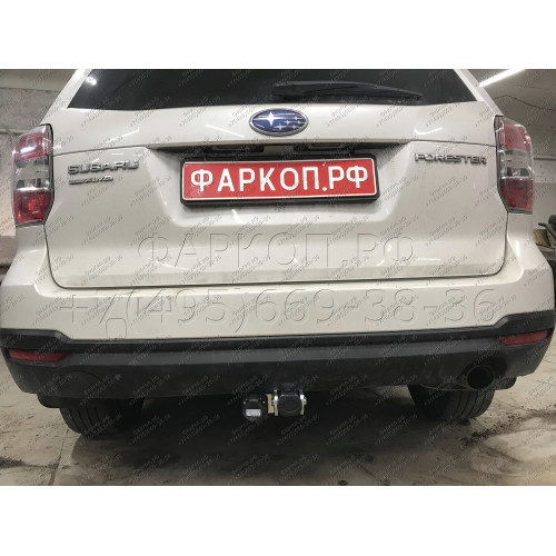 S106C GALIA Полностью оцинкованный фаркоп на Subaru Forester 2013-2018. Тип шара: C (горизонтальный съемный). Невидимый вырез бампера. Нагрузки: 2200/90 кг, масса фаркопа 17,77 кг