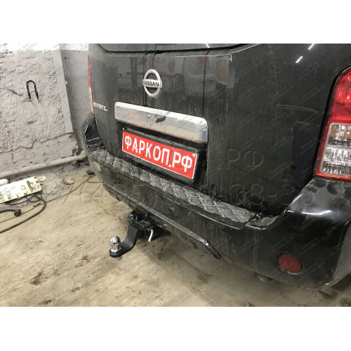 NPA-04-991122.00 PT GROUP Фаркоп на Nissan Pathfinder 2004-2014 без подрезки бампера. Тип шара: E (легкосъемный шар под квадрат). Нагрузки: 3500/120 кг, масса фаркопа 10,4 кг (без электрики в комплекте)