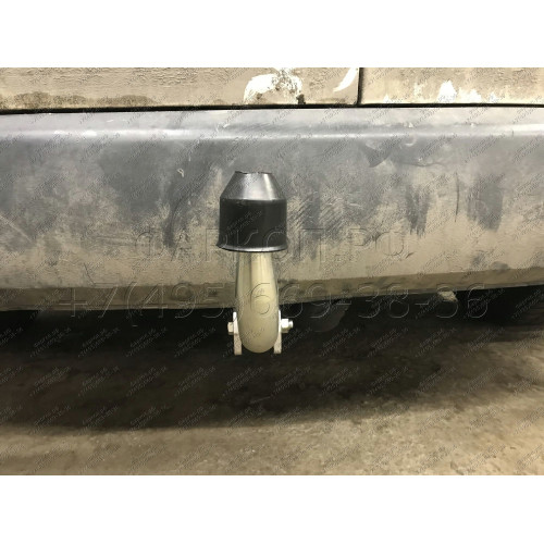V067A GALIA Полностью оцинкованный фаркоп на Volkswagen Caddy 2004-2020, включая Maxi, включая 4WD. Подрозетник убирается за бампер. Тип шара: A. Установка без выреза бампера. Нагрузки: 1650/80 кг, масса фаркопа 15,02 кг