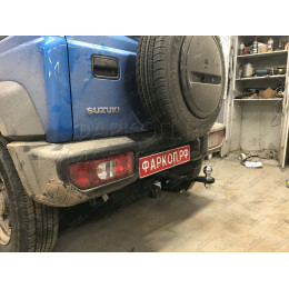 SZ 13 AVTOS Фаркоп на Suzuki Jimny 2018- без выреза в бампере. Тип шара: E. Нагрузки: 1200/75 кг, масса фаркопа 15 кг (без электрики в комплекте)