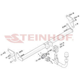 K-097 STEINHOF Фаркоп на Kia E-Niro 2019-. Требуется подрезка бампера. Тип шара: AV (вертикальное быстросъемное крепление шара на ключе). Нагрузки: 750/100 кг, 