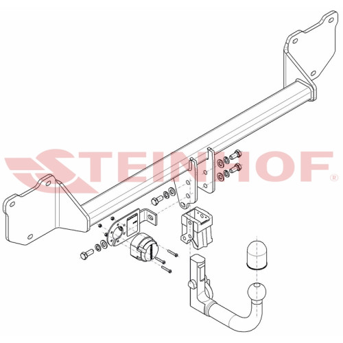 M-281 STEINHOF Фаркоп на Mini Cooper Countryman 2WD R60 2010-2017, Mini Cooper Countryman 4WD R60 2010-2014. Требуется подрезка бампера. Тип шара: AV (вертикальное быстросъемное крепление шара на ключе). Нагрузки: 1250/75 кг, масса фаркопа 20,6 кг (без эл