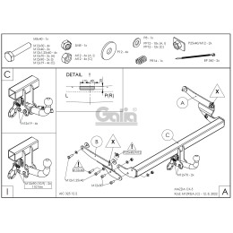 M129A GALIA Полностью оцинкованный фаркоп на Mazda CX-5 2012-2017, 2017-2025. Подрозетник убирается за бампер. Тип шара: A. Невидимый вырез бампера. Нагрузки: 210