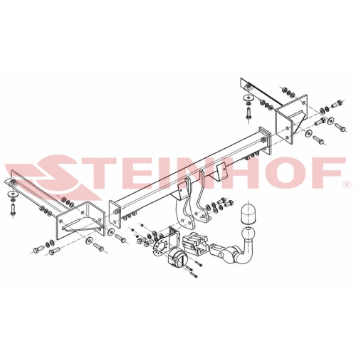 O-129 STEINHOF Фаркоп на Opel Corsa D хетчбек 3/5 дверей (кроме flex-fix и OPC) 10/2006-2014, Opel Corsa E хетчбек 3/5 дверей (кроме flex-fix) 2014-2019. Требуется подрезка бампера. Тип шара: AH (горизонтальное быстросъемное крепление шара на ключе). Нагр