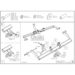 R081A GALIA Полностью оцинкованный фаркоп на Renault Kangoo 1998-2010, кроме 4x4, кроме Long. Тип шара: A. Установка без снятия и выреза бампера. Нагрузки: 1350/75 кг,