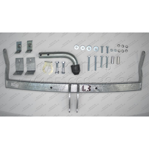 R081A GALIA Полностью оцинкованный фаркоп на Renault Kangoo 1998-2010, кроме 4x4, кроме Long. Тип шара: A. Установка без снятия и выреза бампера. Нагрузки: 1350/75 кг, масса фаркопа 12,42 кг