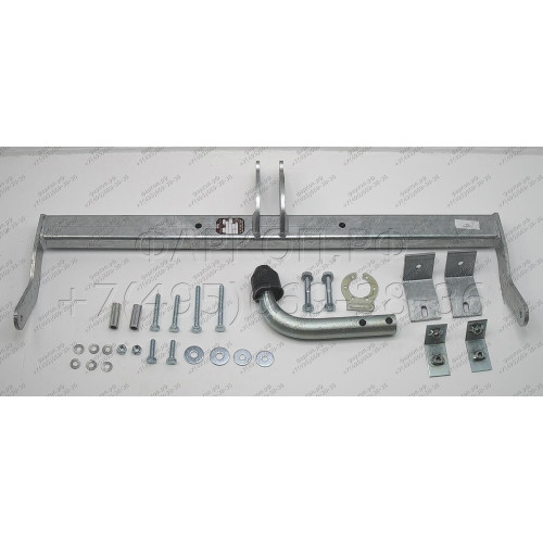 R081A GALIA Полностью оцинкованный фаркоп на Renault Kangoo 1998-2010, кроме 4x4, кроме Long. Тип шара: A. Установка без снятия и выреза бампера. Нагрузки: 1350/75 кг, масса фаркопа 12,42 кг