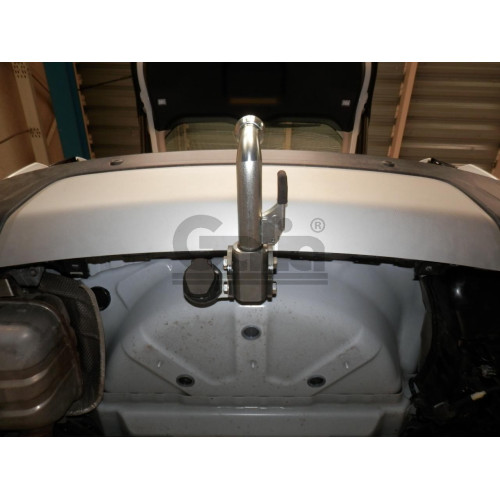 R107A GALIA Полностью оцинкованный фаркоп на Land Rover Discovery Sport 5-местная версия (с запасным колесом в багажнике) 2019-. Тип шара: A. Установка без выреза бампера, но с подрезкой держателя выхлопа. Нагрузки: 2200/145 кг, масса фаркопа 24,72 кг