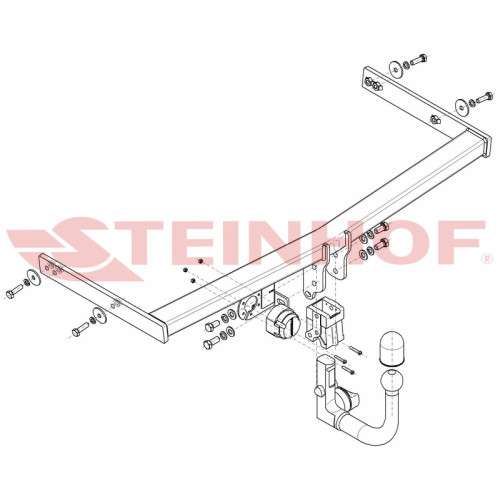S-105 STEINHOF Фаркоп на Seat Altea 05/2004-2015, Seat Altea XL 2006-2015, Seat Leon хетчбек 5 дверей, кроме FR 09/2005-2012. Требуется подрезка бампера. Тип шара: AV (вертикальное быстросъемное крепление шара на ключе). Нагрузки: 1500/85 кг, масса фаркоп