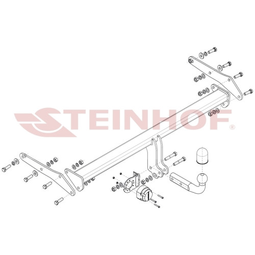 S-119 STEINHOF Фаркоп на Seat Arona KJ7, KJP, кроме CNG/TGI 07/2017- без подрезки бампера. Тип шара: A. Нагрузки: 1300/80 кг, масса фаркопа 15,82 кг (без электрики в комплекте)