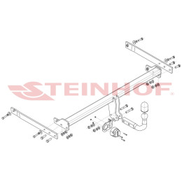 S-158 STEINHOF Фаркоп на Seat Leon ST универсал 2013-2020. Требуется подрезка бампера. Тип шара: A. Нагрузки: 2000/80 кг, масса фаркопа 17,4 кг (без электрики в комп