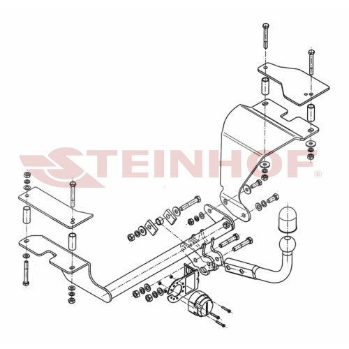 S-383 STEINHOF Фаркоп на Suzuki Swift (кроме 4WD) 04/2005-09/2010. Требуется подрезка бампера. Тип шара: A. Нагрузки: 1100/60 кг, масса фаркопа 15,5 кг (без электрики в комплекте)