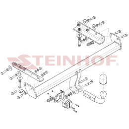 S-435 STEINHOF Фаркоп на Subaru Outback BT 2021-. Требуется подрезка бампера. Тип шара: A. Нагрузки: 2000/130 кг, масса фаркопа 17,3 кг (без электрики в комплекте)