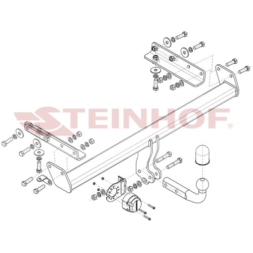 S-435 STEINHOF Фаркоп на Subaru Outback BT 2021-. Требуется подрезка бампера. Тип шара: A. Нагрузки: 2000/130 кг, масса фаркопа 17,3 кг (без электрики в комплекте)