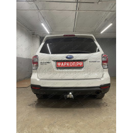 S106C GALIA Полностью оцинкованный фаркоп на Subaru Forester 2013-2018. Тип шара: C (горизонтальный съемный). Невидимый вырез бампера. Нагрузки: 2200/90 кг, масса
