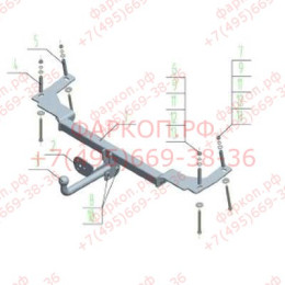 SY 010 AVTOS Фаркоп на SsangYong Actyon 2006-2011 без подрезки бампера. Тип шара: A. Нагрузки: 1200/75 кг, масса фаркопа 14,5 кг (без электрики в комплекте)