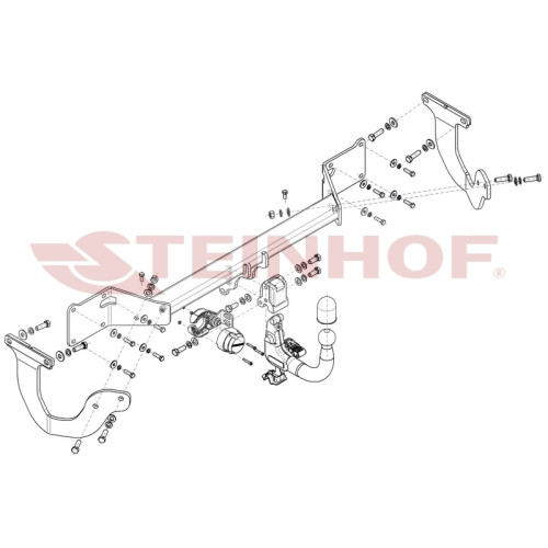T-184 STEINHOF Фаркоп на Citroen Spacetourer 2016-, Peugeot Traveller 2016-, Citroen Jumpy 2016-, Peugeot Expert 2016-, Toyota Proace 2016-, Toyota Proace Verso 2016-, Opel Zafira LIfe 2019-, Opel Vivaro 2019- без подрезки бампера. Тип шара: AV (вертикаль