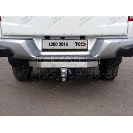 TCU00091 ТСС Фаркоп на Mitsubishi L200 2015-2019, 2019-2023 (с задним бампером) с накладкой с надписью Mitsubishi без подрезки бампера. Тип шара: E (шаровый узел под ам