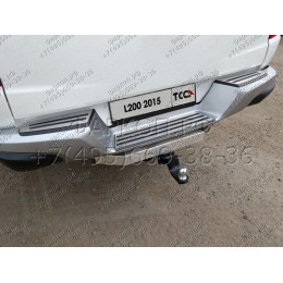 TCU00091 ТСС Фаркоп на Mitsubishi L200 2015-2019, 2019-2023 (с задним бампером) с накладкой с надписью Mitsubishi без подрезки бампера. Тип шара: E (шаровый узел под ам