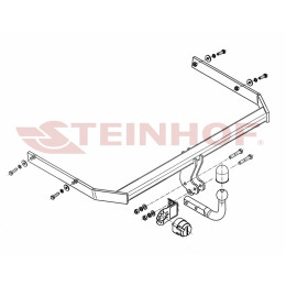 V-074 STEINHOF Фаркоп на Volkswagen Jetta IV седан 2011-2018. Требуется подрезка бампера. Тип шара: A. Нагрузки: 1800/75 кг, масса фаркопа 16,6 кг (без электрики в компл