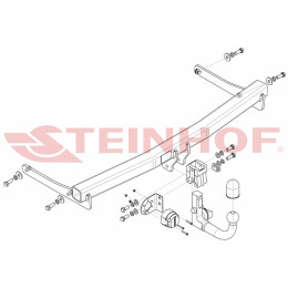 V-097 STEINHOF Фаркоп на Volkswagen Passat CC 2008-2012. Требуется подрезка бампера. Тип шара: AV (вертикальное быстросъемное крепление шара на ключе). Нагрузки: 2