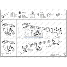 V067A GALIA Полностью оцинкованный фаркоп на Volkswagen Caddy 2004-2020, включая Maxi, включая 4WD. Подрозетник убирается за бампер. Тип шара: A. Установка без вы