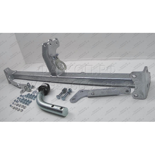 V067A GALIA Полностью оцинкованный фаркоп на Volkswagen Caddy 2004-2020, включая Maxi, включая 4WD. Подрозетник убирается за бампер. Тип шара: A. Установка без выреза бампера. Нагрузки: 1650/80 кг, масса фаркопа 15,02 кг
