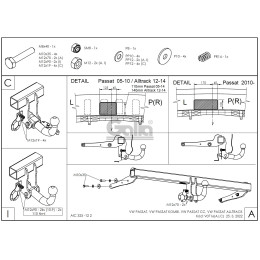 V071A GALIA Полностью оцинкованный фаркоп на Volkswagen Passat B6 седан/универсал 2005-2010, Volkswagen Passat B7 седан/универсал 2010-2015, Volkswagen Passat CC 2012-2017, Volkswagen Passat Alltrac