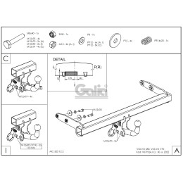 V079A GALIA Полностью оцинкованный фаркоп на Volvo S80 2006-2016, Volvo V70 2007-2016. Подрозетник убирается за бампер. Тип шара: A. Невидимый вырез бампера. Нагруз
