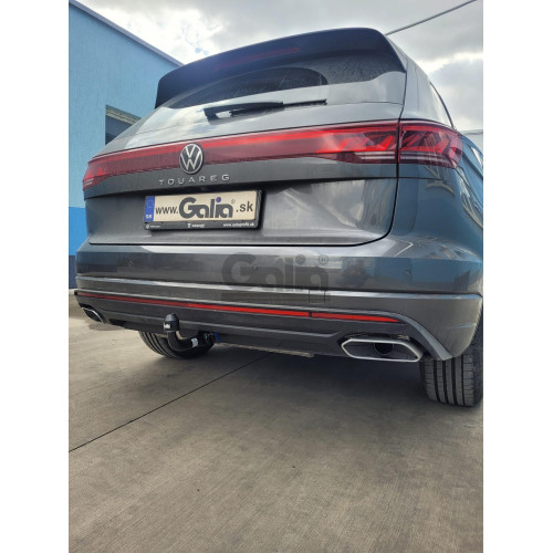 V092C GALIA Полностью оцинкованный фаркоп на Volkswagen Touareg 2018-. Подрозетник убирается за бампер. Тип шара: C (горизонтальный съемный). Невидимый вырез бампера. Нагрузки: 3500/140 кг, масса фаркопа 19,97 кг