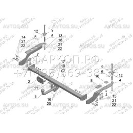 SU 06 AVTOS Фаркоп на Subaru Forester 1997-2008 без подрезки бампера. Тип шара: A. Нагрузки: 1500/75 кг, масса фаркопа 18,5 кг (без электрики в комплекте)