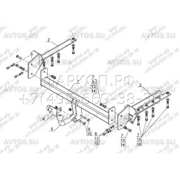 SU 06 AVTOS Фаркоп на Subaru Forester 1997-2008 без подрезки бампера. Тип шара: A. Нагрузки: 1500/75 кг, масса фаркопа 18,5 кг (без электрики в комплекте)