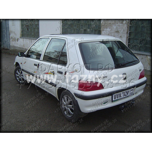 C-105 STEINHOF Фаркоп на Citroen Saxo хетчбек 3/5 дверей 04/1996-2004, Peugeot 106 хетчбек 3/5 дверей 05/1996-2004 без снятия и подрезки бампера. Тип шара: H (сварное крепление шара). Нагрузки: 1100/50 кг, масса фаркопа 12,7 кг (без электрики в комплекте)