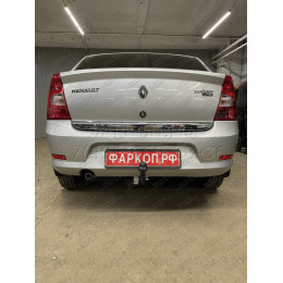 1418-A ORIS Фаркоп на Renault Logan седан 2005-2014, Dacia Logan седан 2005/6-2014 без выреза в бампере. Тип шара: A. Нагрузки: 1100/75 кг, масса фаркопа 14,7 кг (без электрики 
