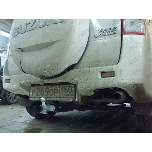 S406-F Лидер-плюс ТСУ для Suzuki Grand Vitara 2005-2015 (только JB420, JB424W). Требуется подрезка бампера. Нагрузки: 2000/100 кг, масса фаркопа 14,84 кг (без электрики в комплекте)