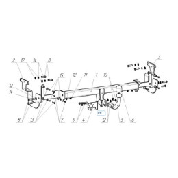 2558-A ORIS Фаркоп на Citroen Spacetourer 2016-, Peugeot Traveller 2016-, Citroen Jumpy 2016-, Peugeot Expert 2016-, Toyota Proace 2016-, Opel Zafira Life 2019-, Opel Vivaro 2019- без выреза в бампере. Тип шара: A. Нагр