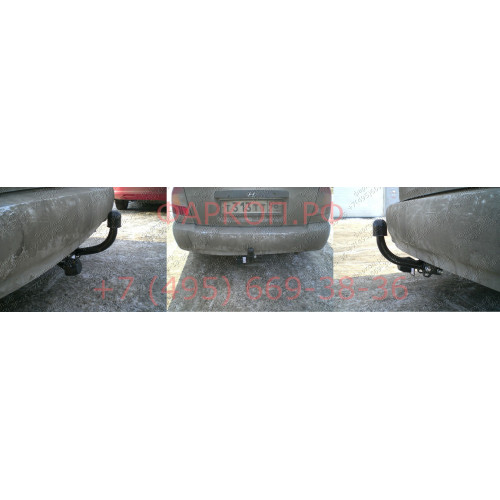 4221-A ORIS Фаркоп на Hyundai Accent хетчбек/седан 1999-2006 без выреза в бампере. Тип шара: A. Нагрузки: 1000/75 кг, масса фаркопа 14,5 кг (без электрики в комплекте)