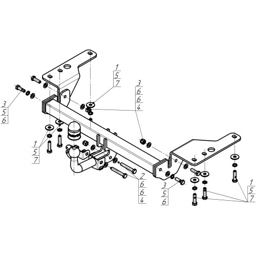 92514-A MOTODOR Фаркоп с оцинкованным шаром на Toyota Corolla 2007-2013, 2013-2019. Необходима подрезка бампера. Тип шара: A. Нагрузки 1500/75 кг, масса фаркопа 16,5 кг (без электрики в комплекте)